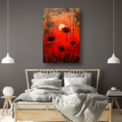 Abstracte bloemen met levendige kleuren canvas