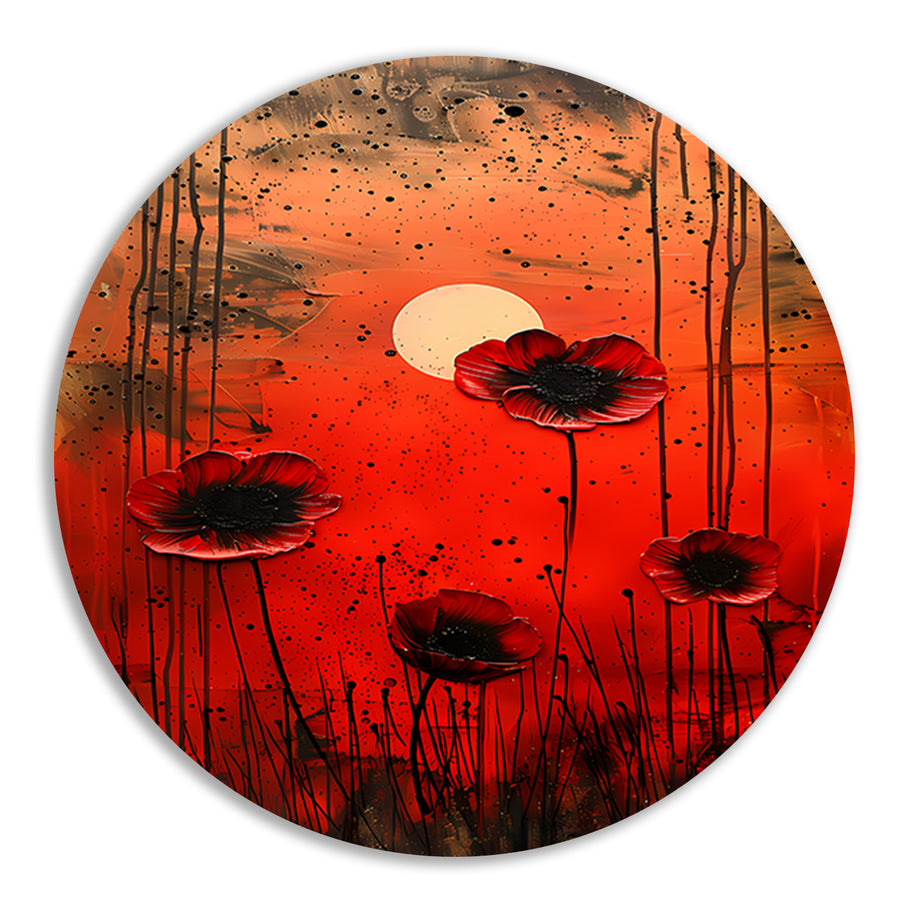 Abstracte bloemen met levendige kleuren aluminium muurcirkel