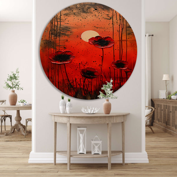 Abstracte bloemen met levendige kleuren forex muurcirkel