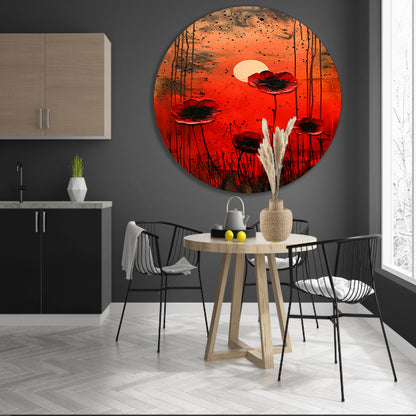 Abstracte bloemen met levendige kleuren forex muurcirkel