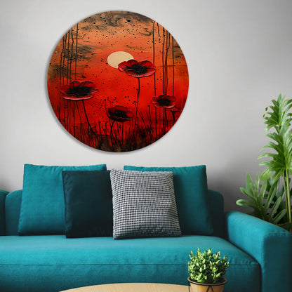 Abstracte bloemen met levendige kleuren forex muurcirkel