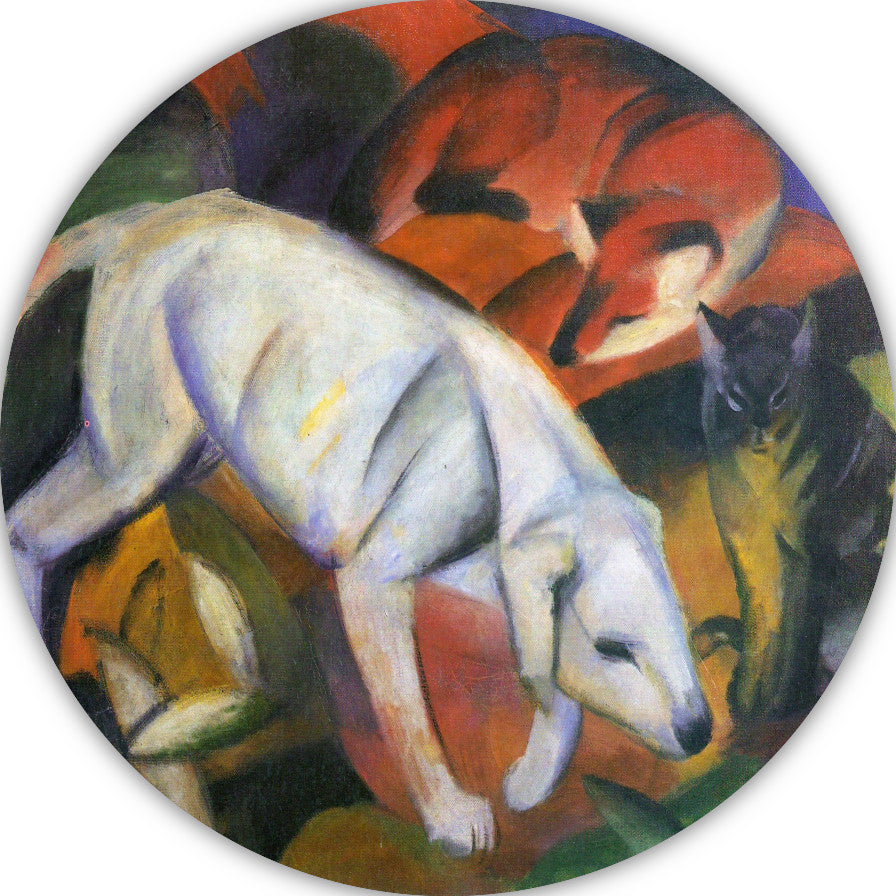 Drie Dieren - Franz Marc aluminium muurcirkel