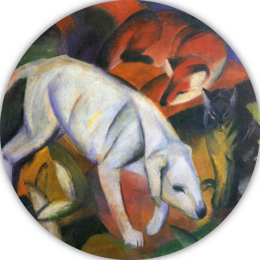 Drie Dieren - Franz Marc aluminium muurcirkel
