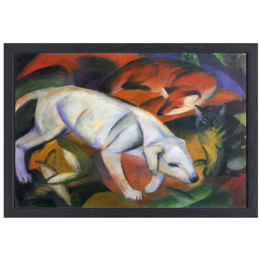 Drie Dieren - Franz Marc canvas met baklijst