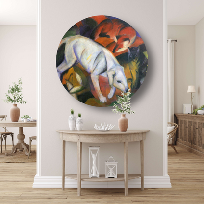 Drie Dieren - Franz Marc aluminium muurcirkel