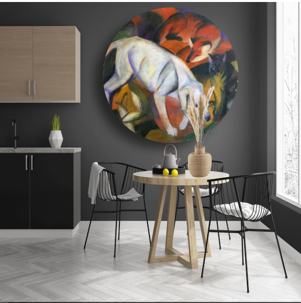 Drie Dieren - Franz Marc aluminium muurcirkel