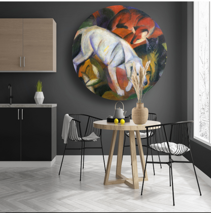 Drie Dieren - Franz Marc aluminium muurcirkel