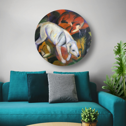 Drie Dieren - Franz Marc aluminium muurcirkel