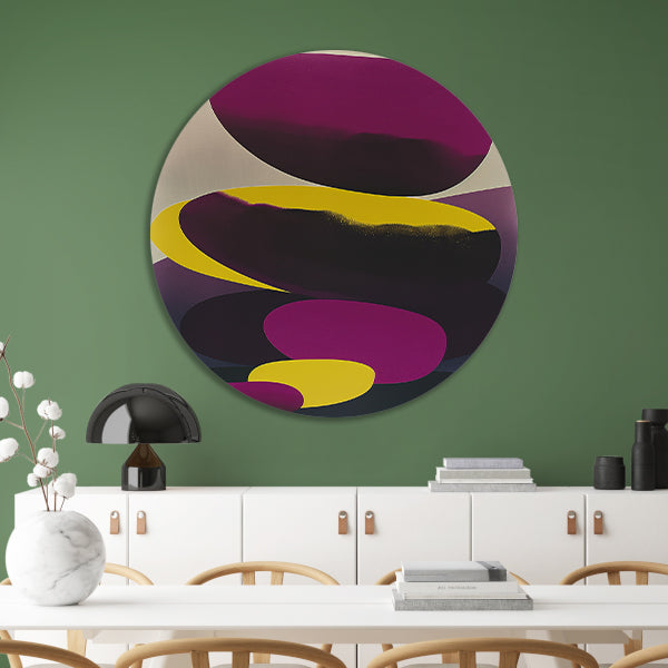 Modern abstract kunstwerk met kleurrijke vormen aluminium muurcirkel