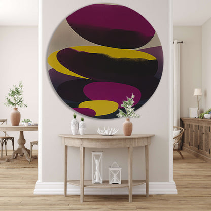 Modern abstract kunstwerk met kleurrijke vormen aluminium muurcirkel