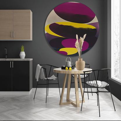 Modern abstract kunstwerk met kleurrijke vormen aluminium muurcirkel