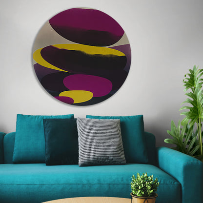 Modern abstract kunstwerk met kleurrijke vormen aluminium muurcirkel