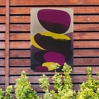 Modern abstract kunstwerk met kleurrijke vormen tuinposter