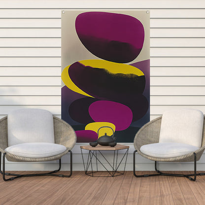 Modern abstract kunstwerk met kleurrijke vormen tuinposter