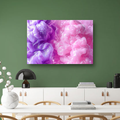 Abstracte schilderij met paarse en roze tinten canvas met baklijst