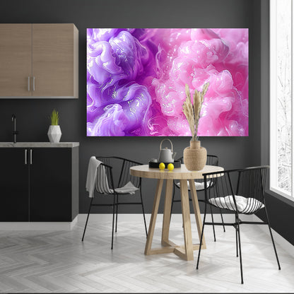 Abstracte schilderij met paarse en roze tinten acrylglas