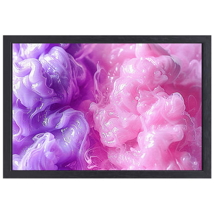 Abstracte schilderij met paarse en roze tinten canvas met baklijst