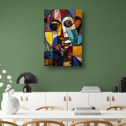 Abstract Kubistisch Portret in Kleur canvas