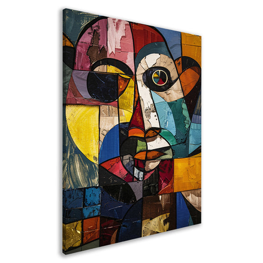 Abstract Kubistisch Portret in Kleur canvas