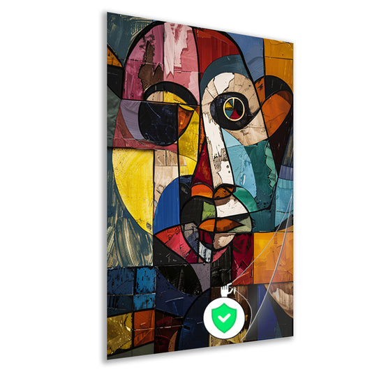 Abstract Kubistisch Portret in Kleur poster
