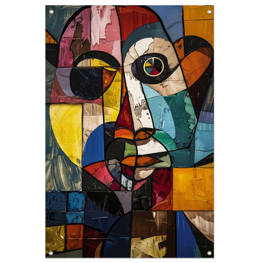 Abstract Kubistisch Portret in Kleur tuinposter
