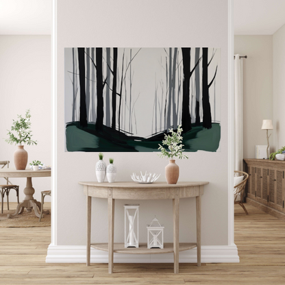 Mistige Echos van een Verstild Bos canvas met baklijst