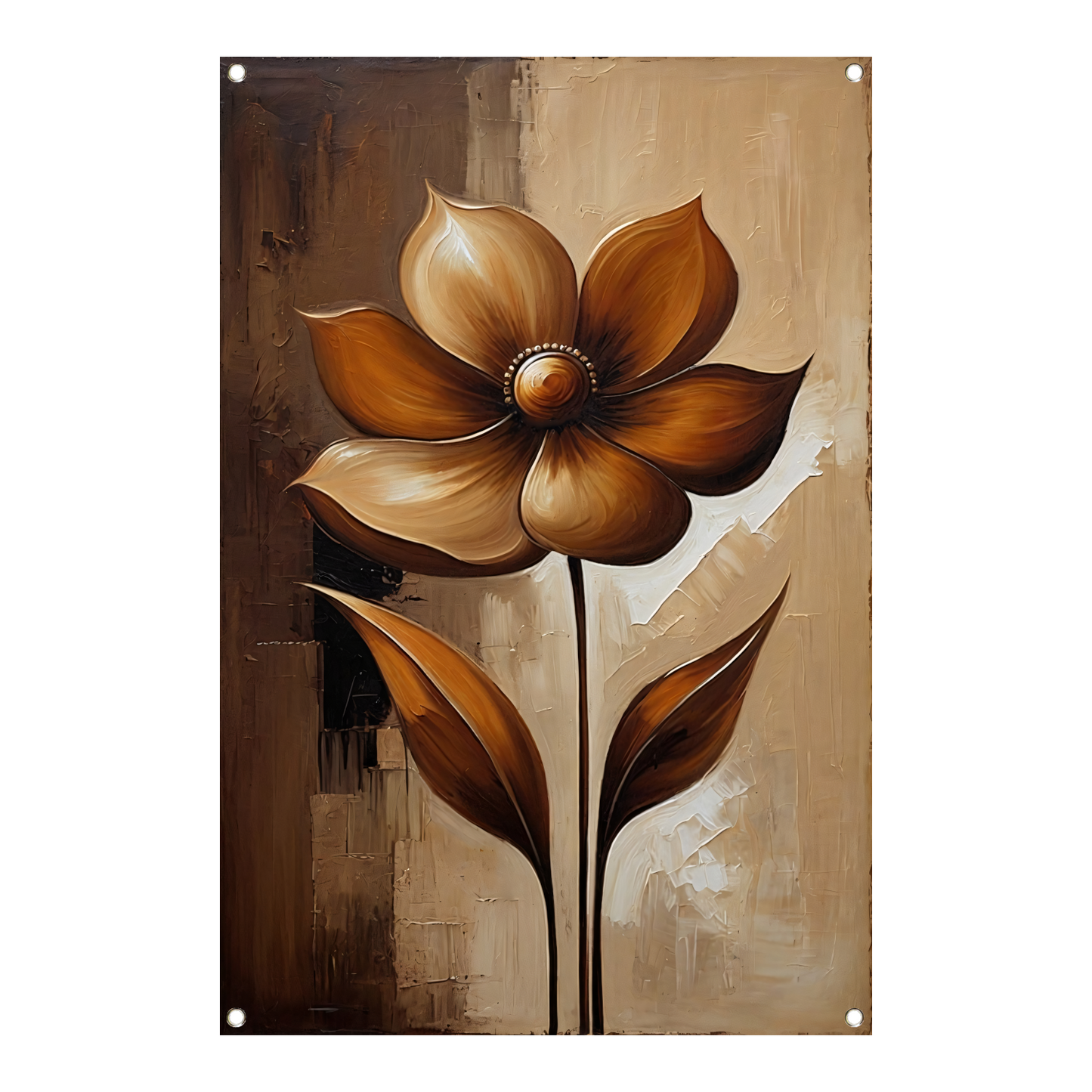Sepia Abstract Bloem in Stijlvolle Art Deco tuinposter