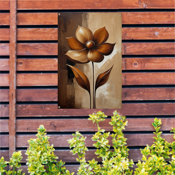 Sepia Abstract Bloem in Stijlvolle Art Deco tuinposter