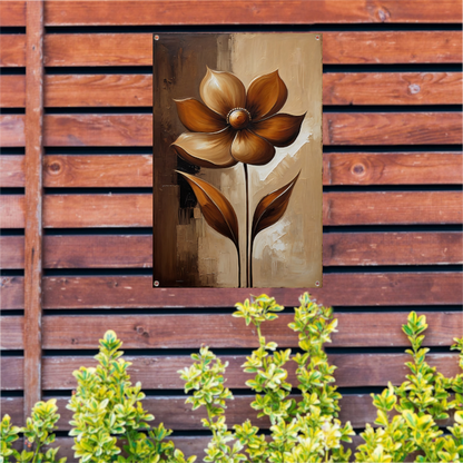Sepia Abstract Bloem in Stijlvolle Art Deco tuinposter