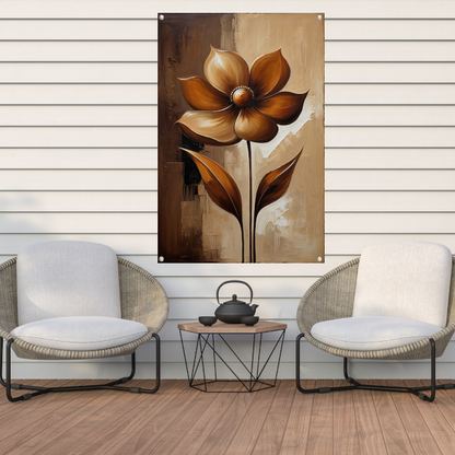 Sepia Abstract Bloem in Stijlvolle Art Deco tuinposter
