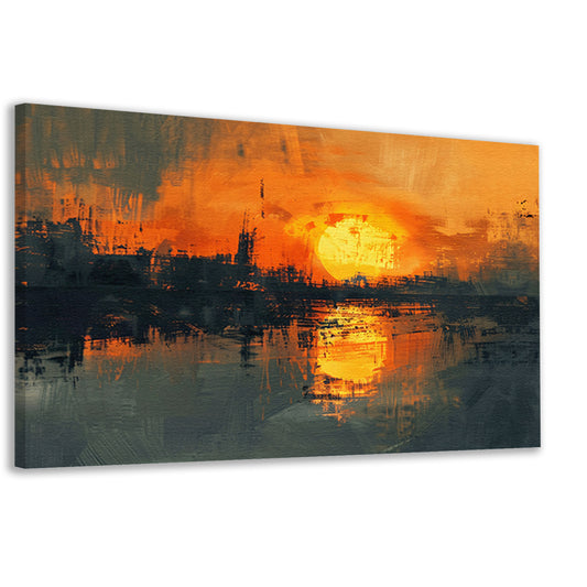 Abstracte zonsondergang met stadse reflectie canvas