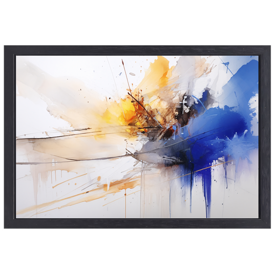 Chaos en Rust in Blauw en Geel canvas met baklijst