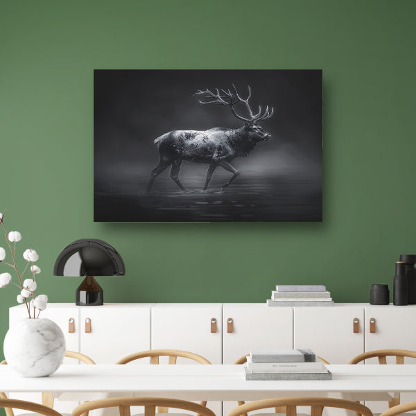 Hyperrealistische zwart-wit foto van hert poster
