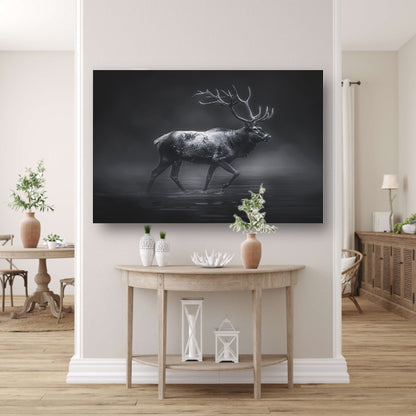 Hyperrealistische zwart-wit foto van hert poster