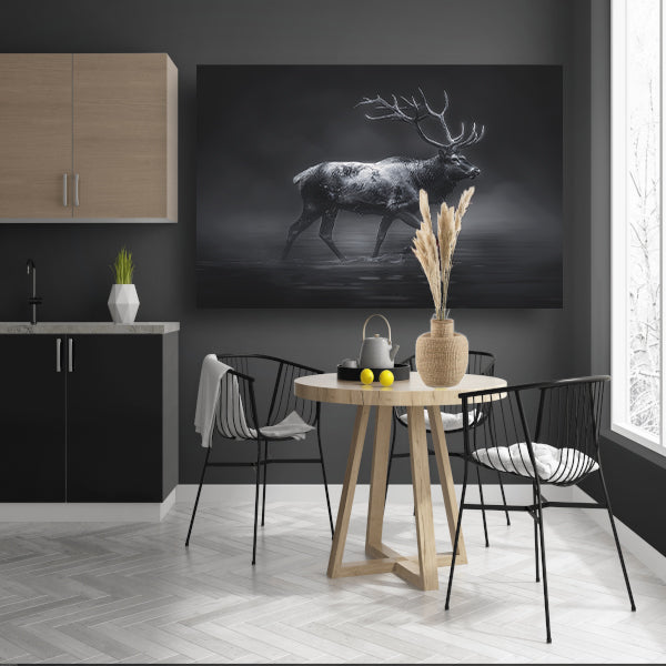 Hyperrealistische zwart-wit foto van hert poster