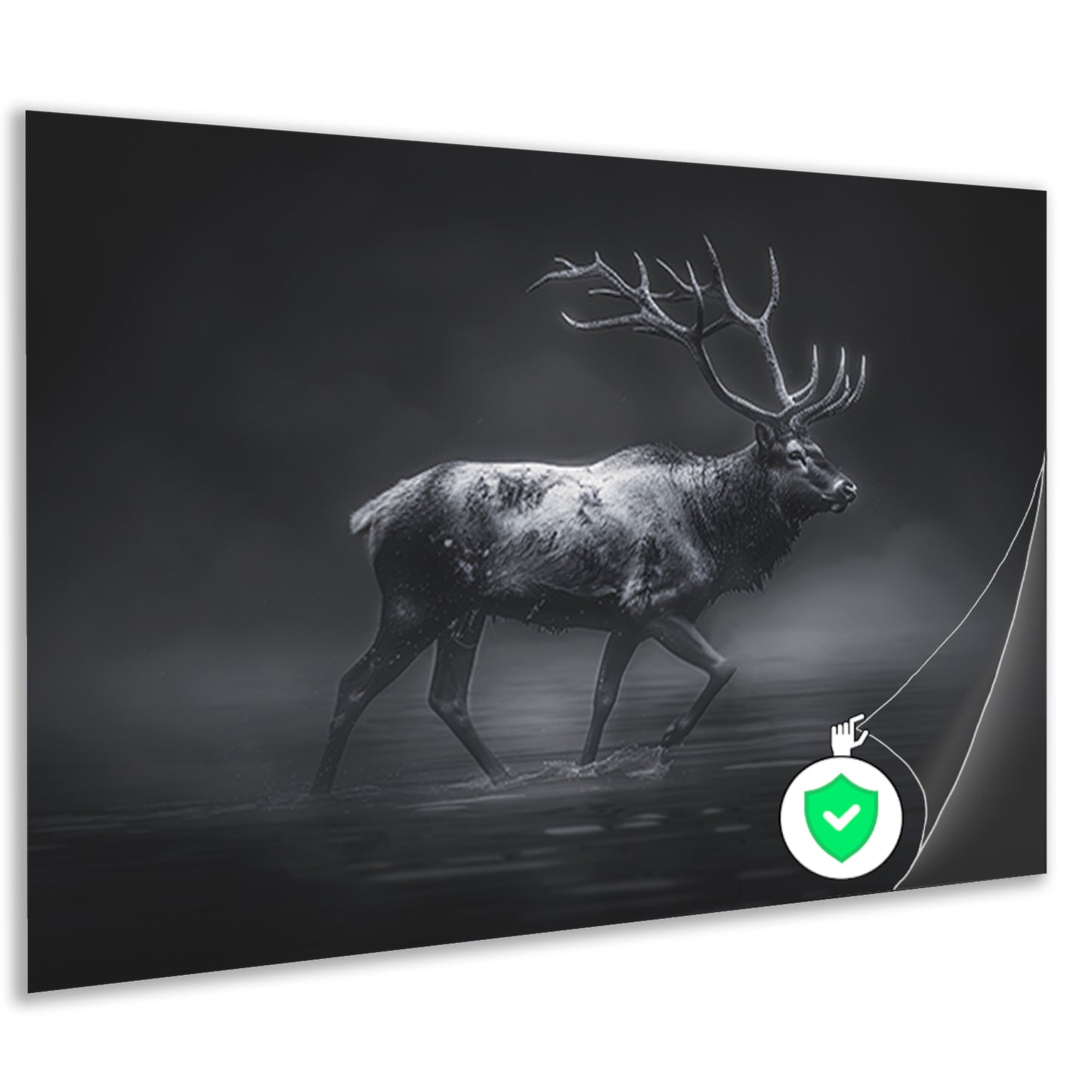 Hyperrealistische zwart-wit foto van hert poster