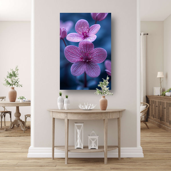 Close-up van roze bloemen in zacht licht canvas met baklijst