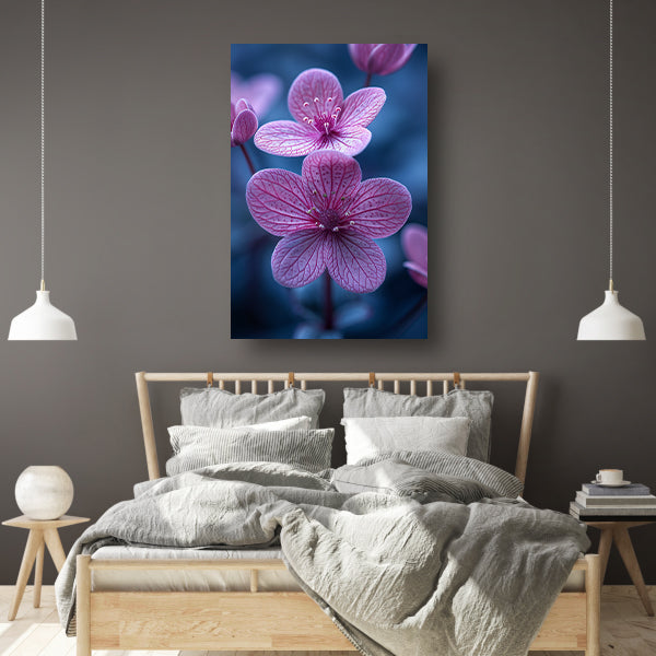 Close-up van roze bloemen in zacht licht canvas met baklijst