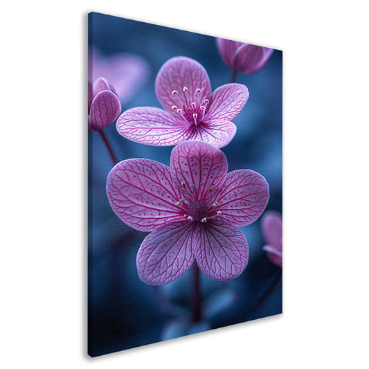 Close-up van roze bloemen in zacht licht canvas