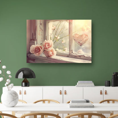 Impressionistische rozen op vensterbank canvas