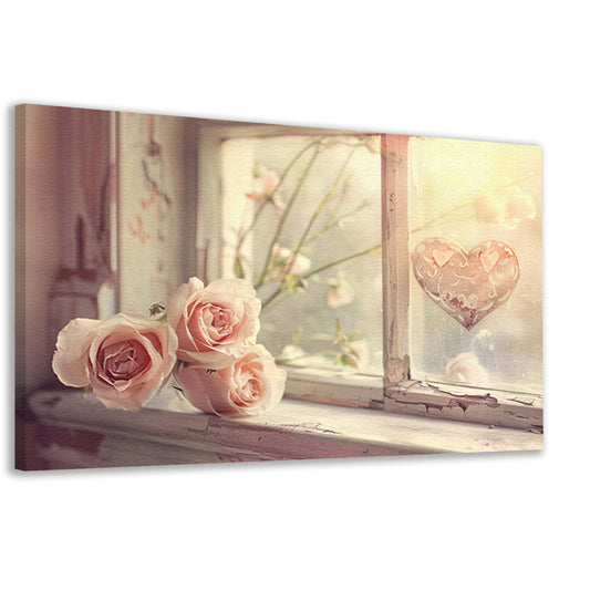 Impressionistische rozen op vensterbank canvas