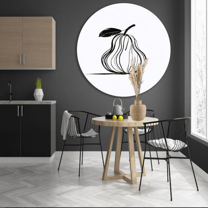 Minimalistische Lijn Kunst Peer met Blad forex muurcirkel