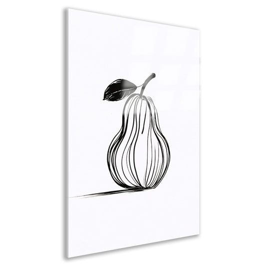 Minimalistische Lijn Kunst Peer met Blad acrylglas