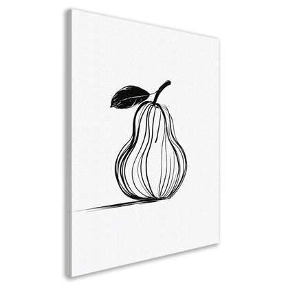 Minimalistische Lijn Kunst Peer met Blad canvas