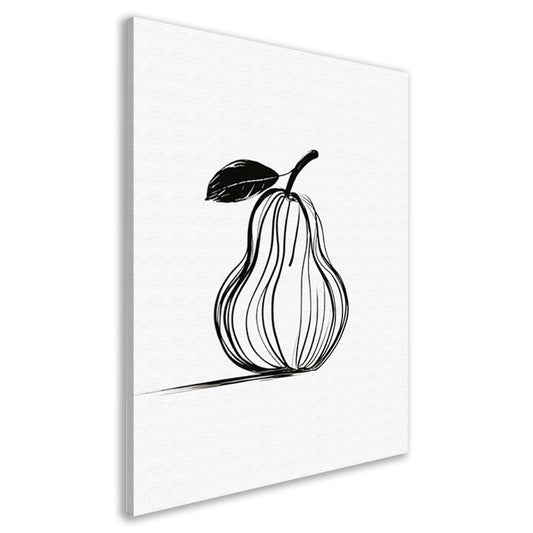Minimalistische Lijn Kunst Peer met Blad canvas