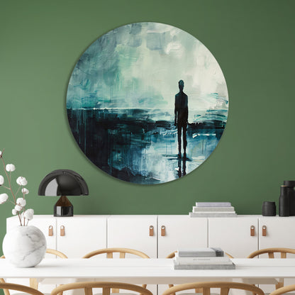 Abstract schilderij van man in landschap forex muurcirkel