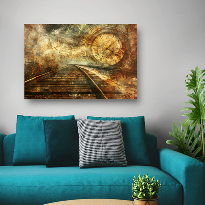 Surrealistisch landschap met spoor poster