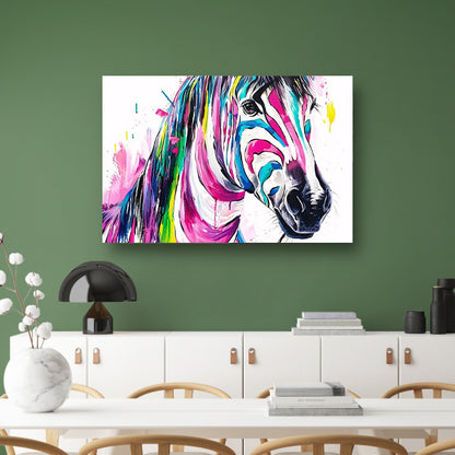 Kleurrijk abstract schilderij van een zebra poster