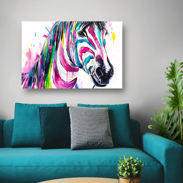 Kleurrijk abstract schilderij van een zebra poster