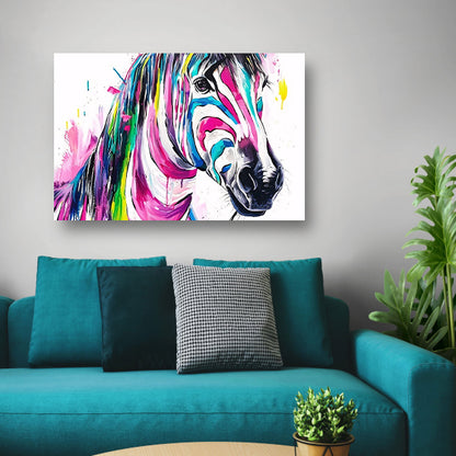 Kleurrijk abstract schilderij van een zebra acrylglas